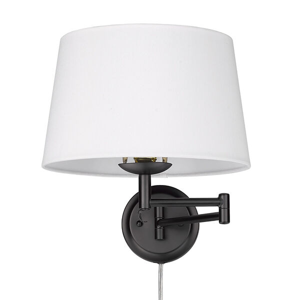 Eleanor Matte Black and White One-Light Articulating Wall Sconce, image 1